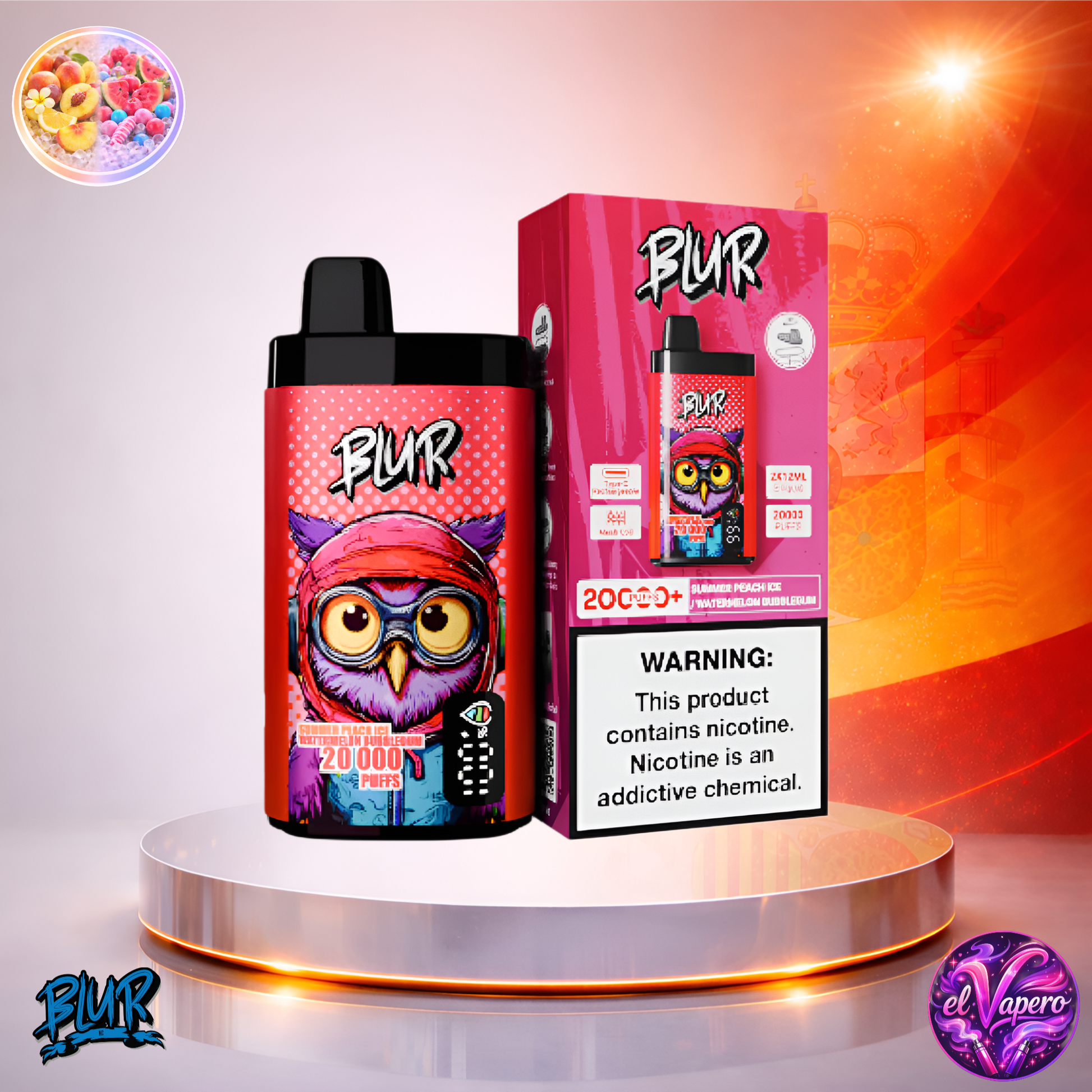 Vapers Desechables - Cigarrillo electrónico - España - Blur - 20000 - 20K - Summer Peach Ice Watermelon Bubblegum 20000 Caladas - Más baratos