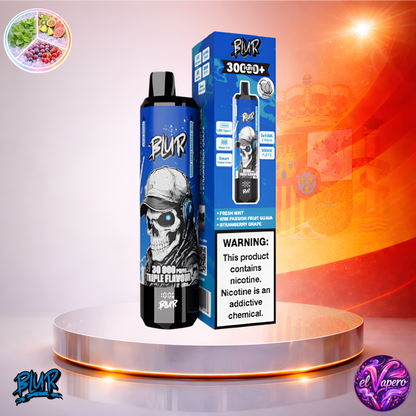 Vapers Desechables - Cigarrillo electrónico - España - Blur - 30000 - 30K - Fresh Mint Kiwi Passion Fruit Guava Strawberry Grape 30000 Caladas - Más baratos
