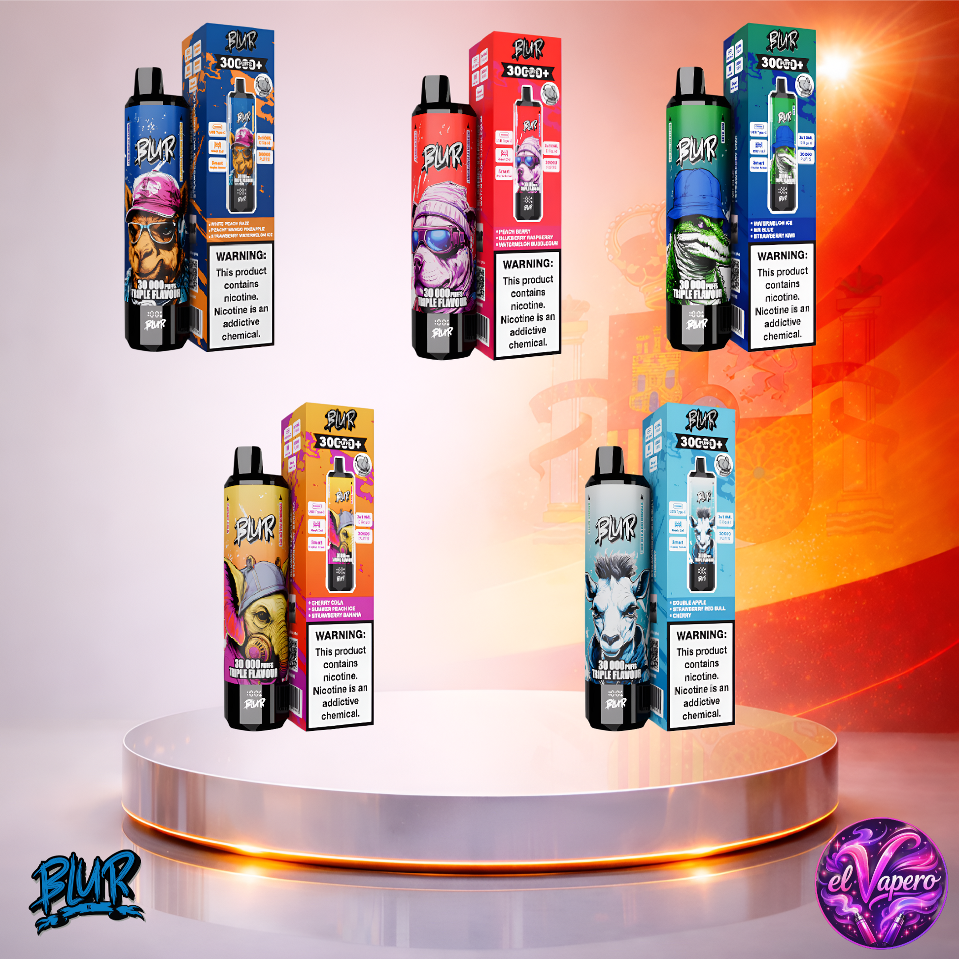 Vapers Desechables - Cigarrillo electrónico - España - Blur - 30000 - 30K - Sabores 2 30000 Caladas - Más baratos