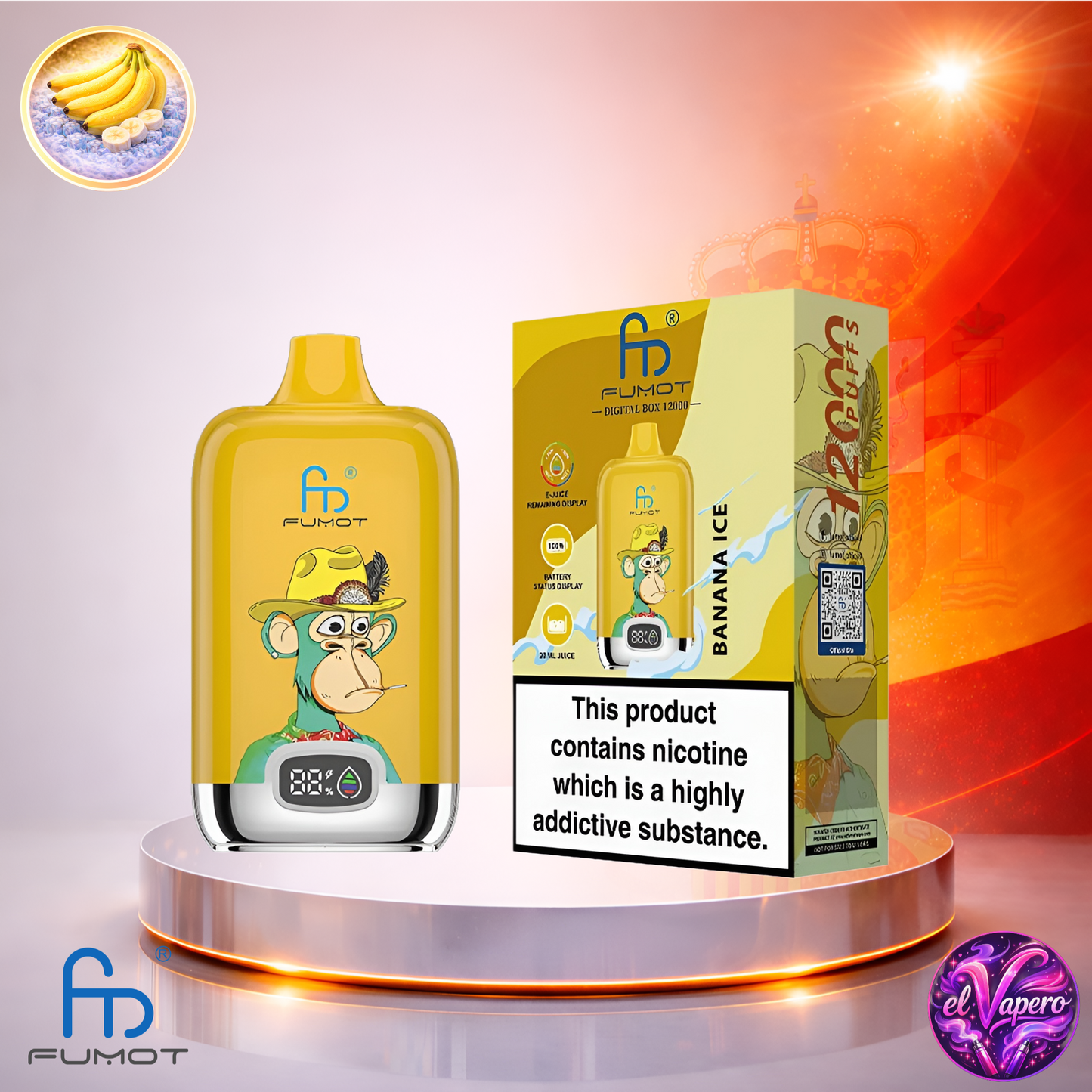 Vapers Desechables - Cigarrillo electrónico - España - Fumot - DigitalBox - 12K - Banana Ice 12000 Caladas - Los más baratos
