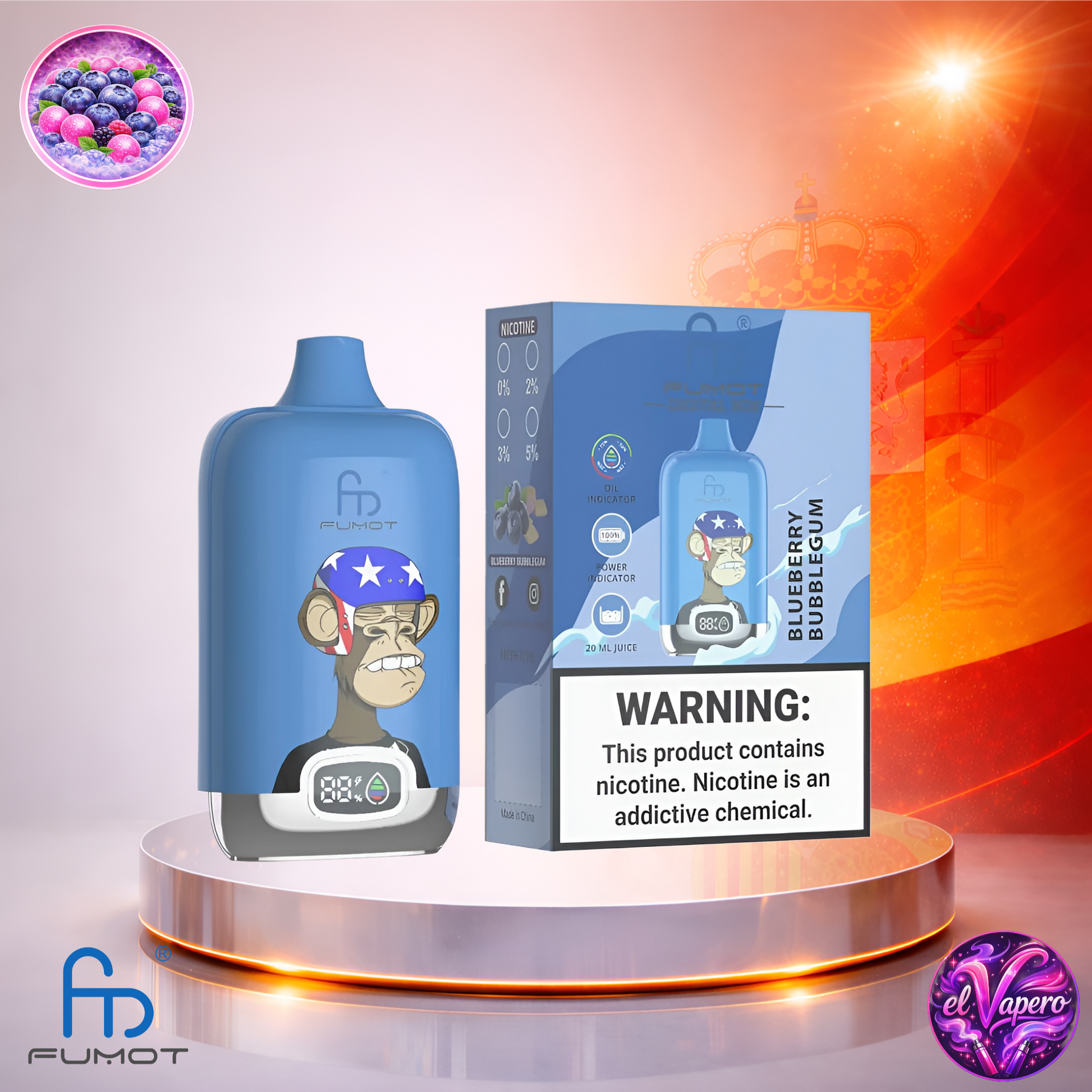 Vapers Desechables - Cigarrillo electrónico - España - Fumot - DigitalBox - 12K - Blueberry Bubblegum 12000 Caladas - Los más baratos