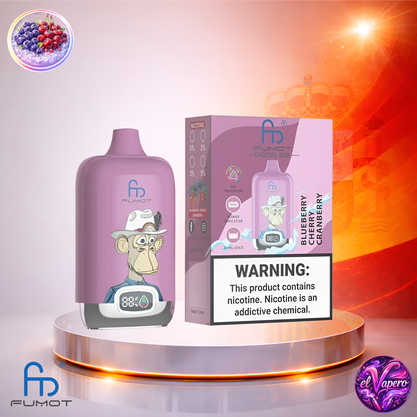 Vapers Desechables - Cigarrillo electrónico - España - Fumot - DigitalBox - 12K - Blueberry Cherry Cranberry 12000 Caladas - Los más baratos