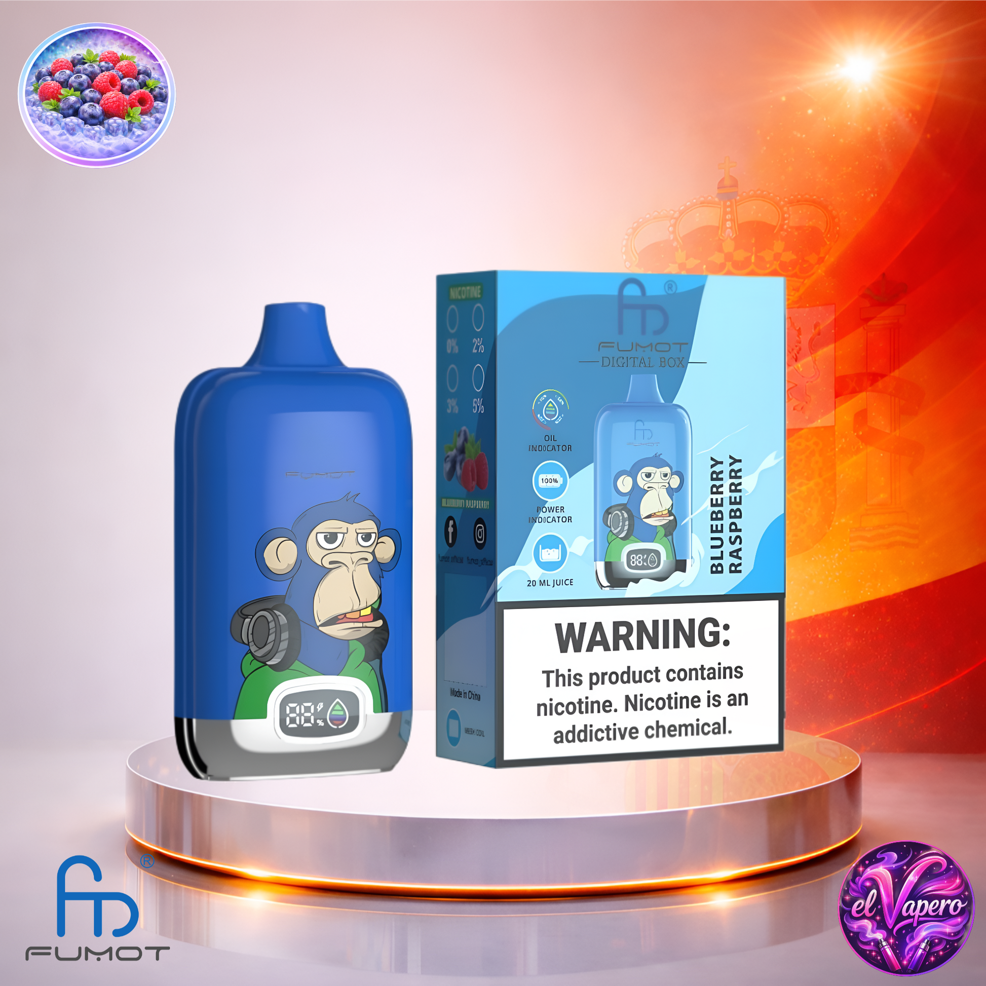 Vapers Desechables - Cigarrillo electrónico - España - Fumot - DigitalBox - 12K - Blueberry Raspberry 12000 Caladas - Los más baratos