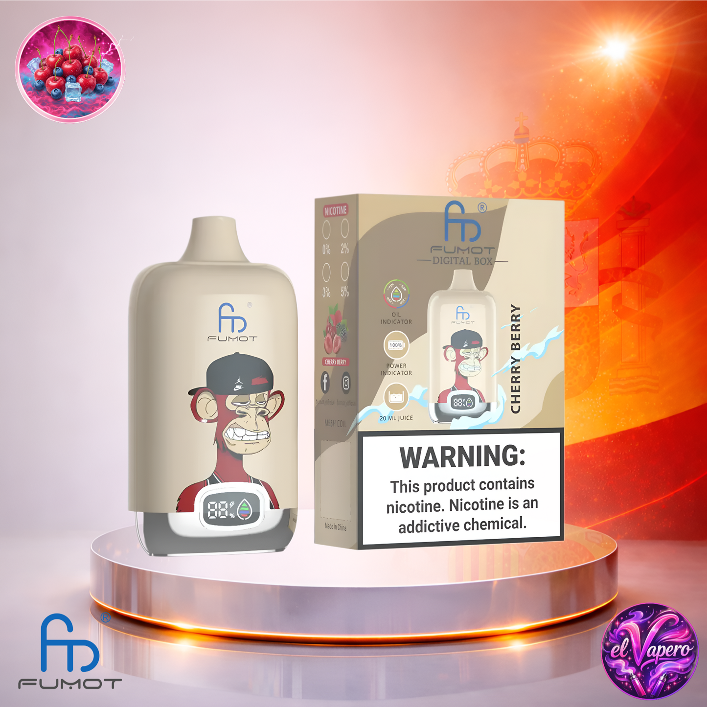 Vapers Desechables - Cigarrillo electrónico - España - Fumot - DigitalBox - 12K - Cherry Berry 12000 Caladas - Más baratos