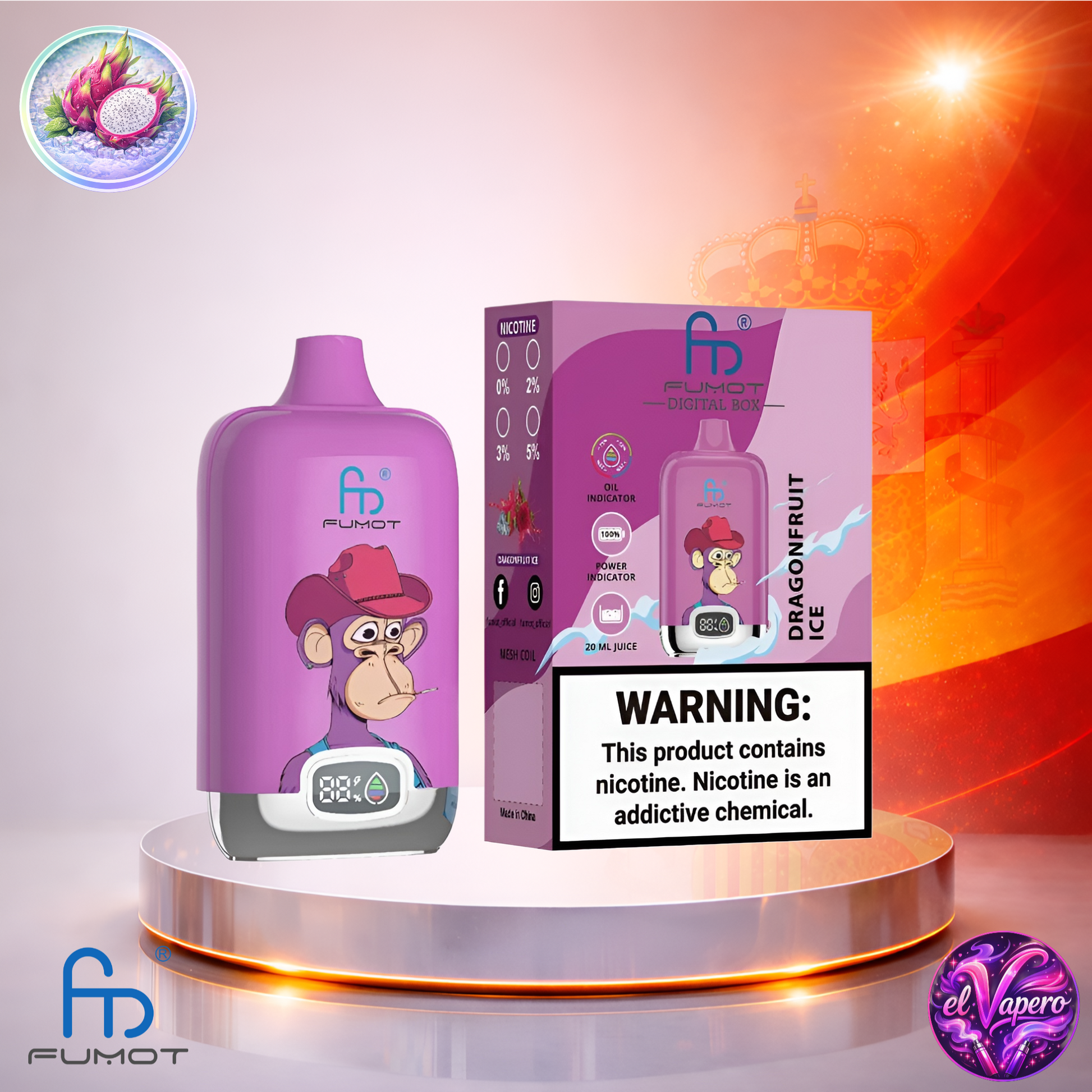 Vapers Desechables - Cigarrillo electrónico - España - Fumot - DigitalBox - 12K - Dragonfruit Ice 12000 Caladas - Los más baratos