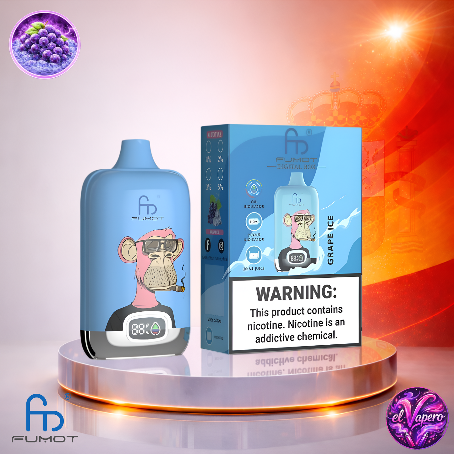 Vapers Desechables - Cigarrillo electrónico - España - Fumot - DigitalBox - 12K - Grape Ice 12000 Caladas - Los más baratos