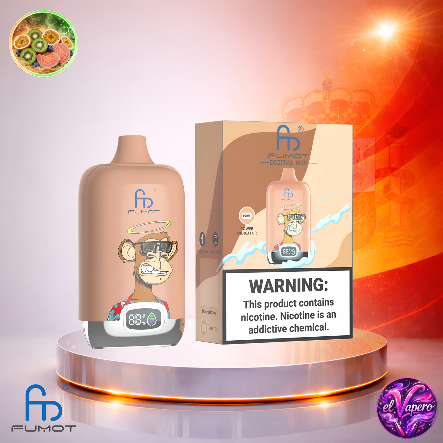 Vapers Desechables - Cigarrillo electrónico - España - Fumot - DigitalBox - 12K - Kiwi Passion Fruit Guava 12000 Caladas - El mejor precio