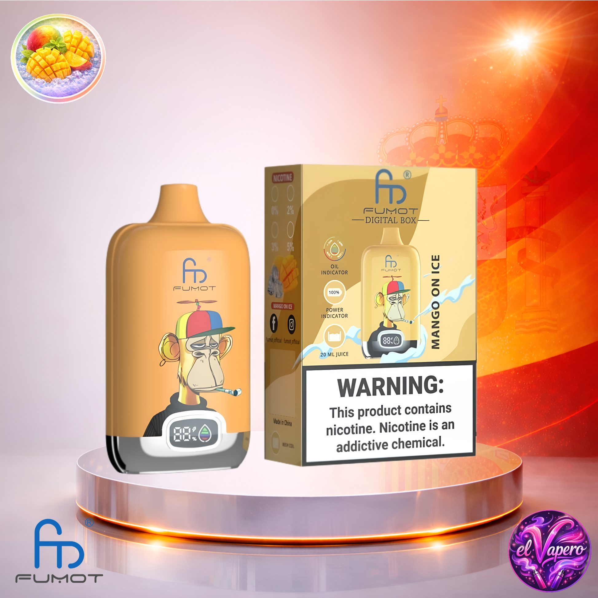 Vapers Desechables - Cigarrillo electrónico - España - Fumot - DigitalBox - 12K - Mango On Ice 12000 Caladas - El mejor precio