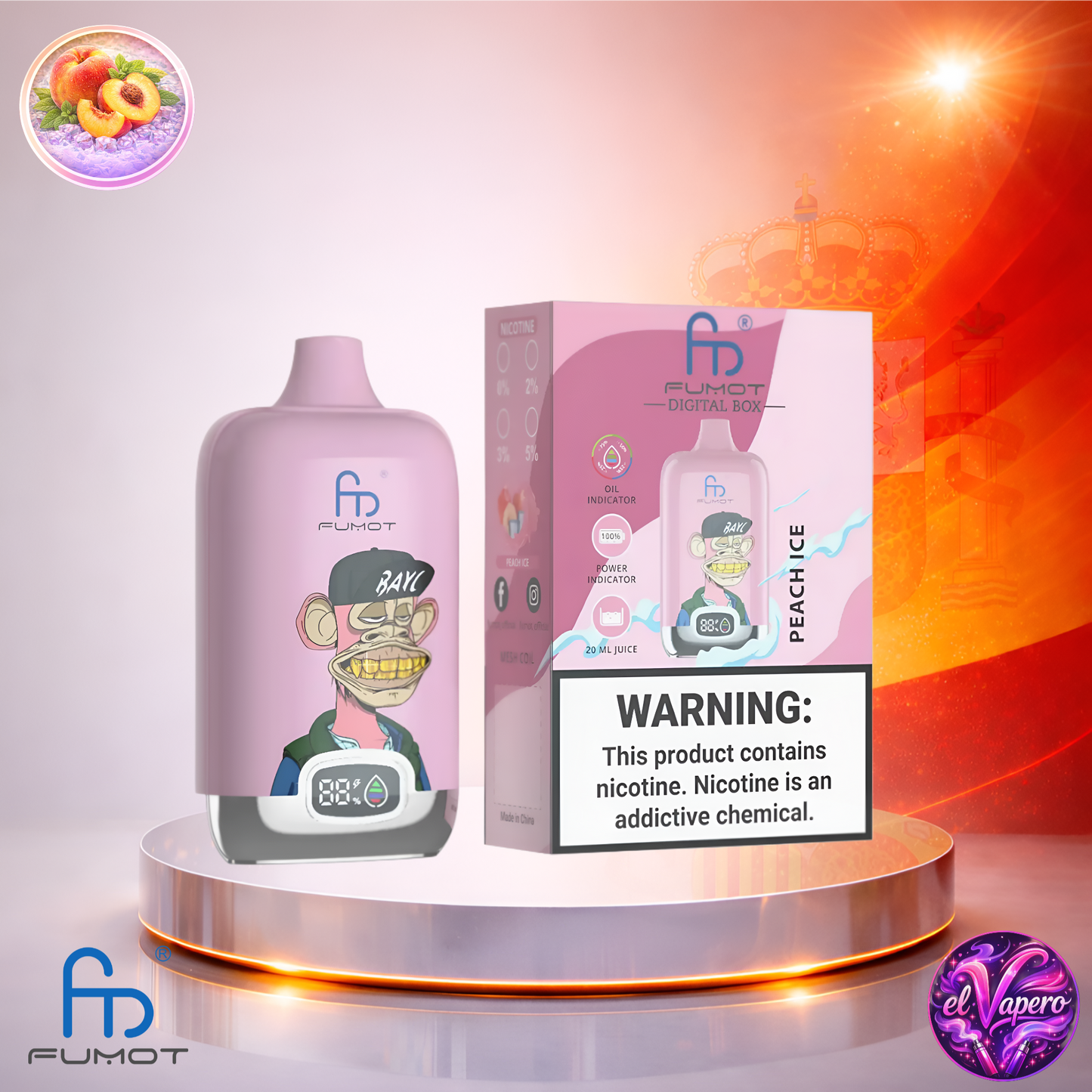 Vapers Desechables - Cigarrillo electrónico - España - Fumot - DigitalBox - 12K - Peach Ice 12000 Caladas - Los más baratos