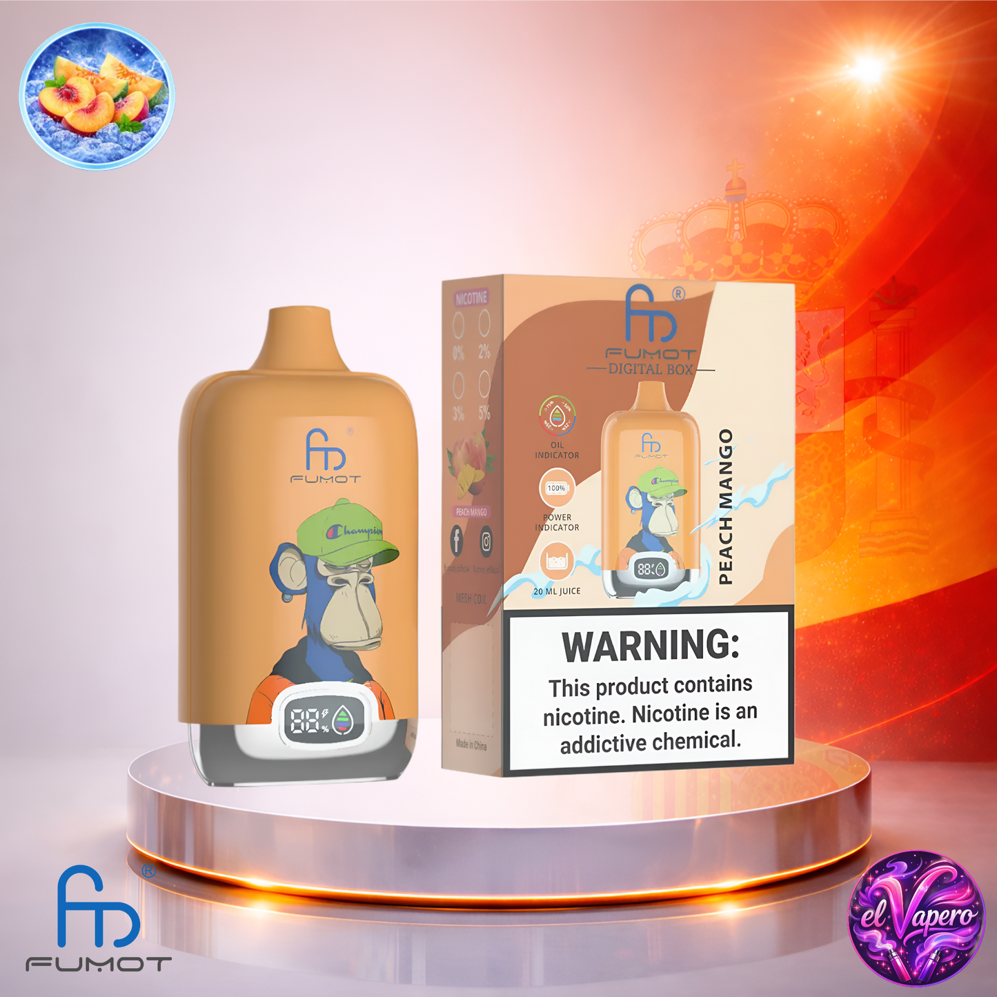 Vapers Desechables - Cigarrillo electrónico - España - Fumot - DigitalBox - 12K - Peach Mango 12000 Caladas - Los más baratos