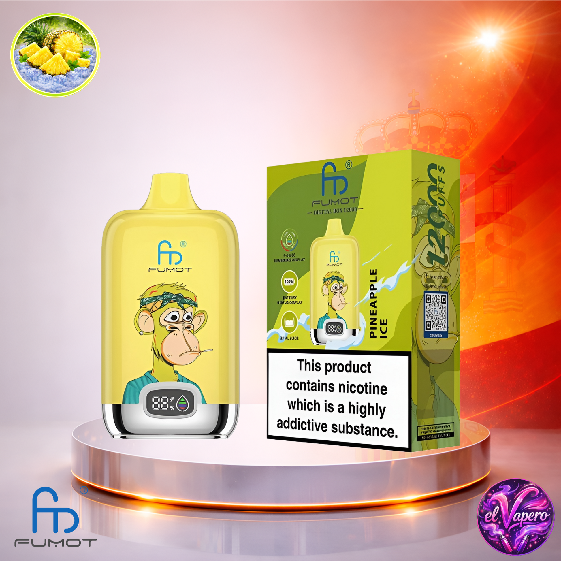 Vapers Desechables - Cigarrillo electrónico - España - Fumot - DigitalBox - 12K - Pineapple Ice 12000 Caladas - Más baratos