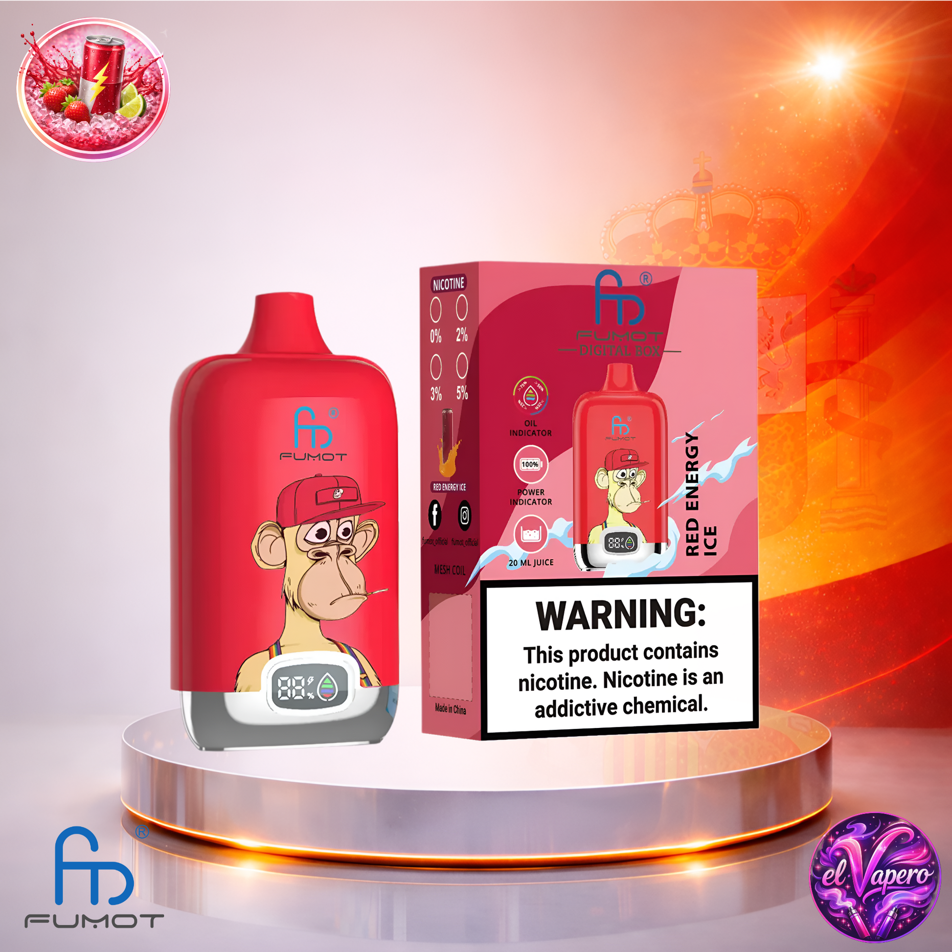 Vapers Desechables - Cigarrillo electrónico - España - Fumot - DigitalBox - 12K - Red Energy Ice 12000 Caladas - El mejor precio