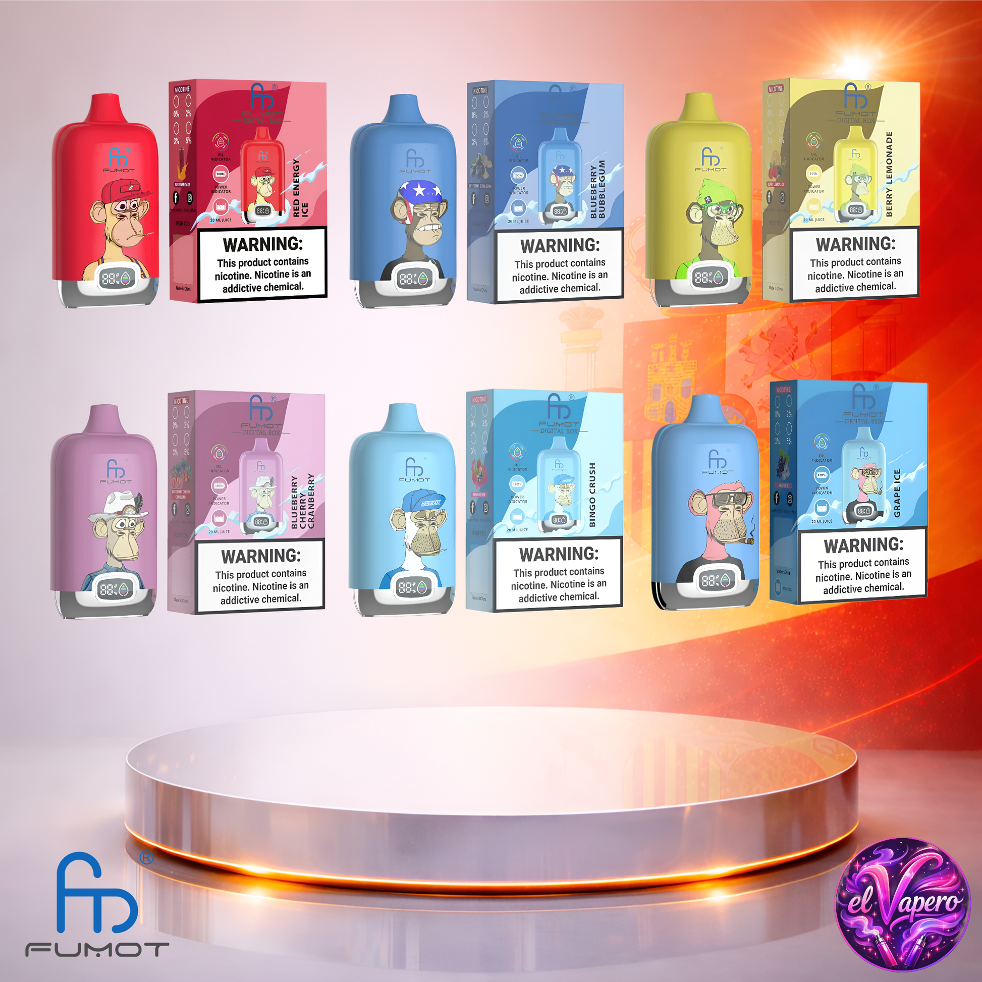 Vapers Desechables - Cigarrillo electrónico - España - Fumot - DigitalBox - 12K - Sabores 12000 Caladas - Más baratos