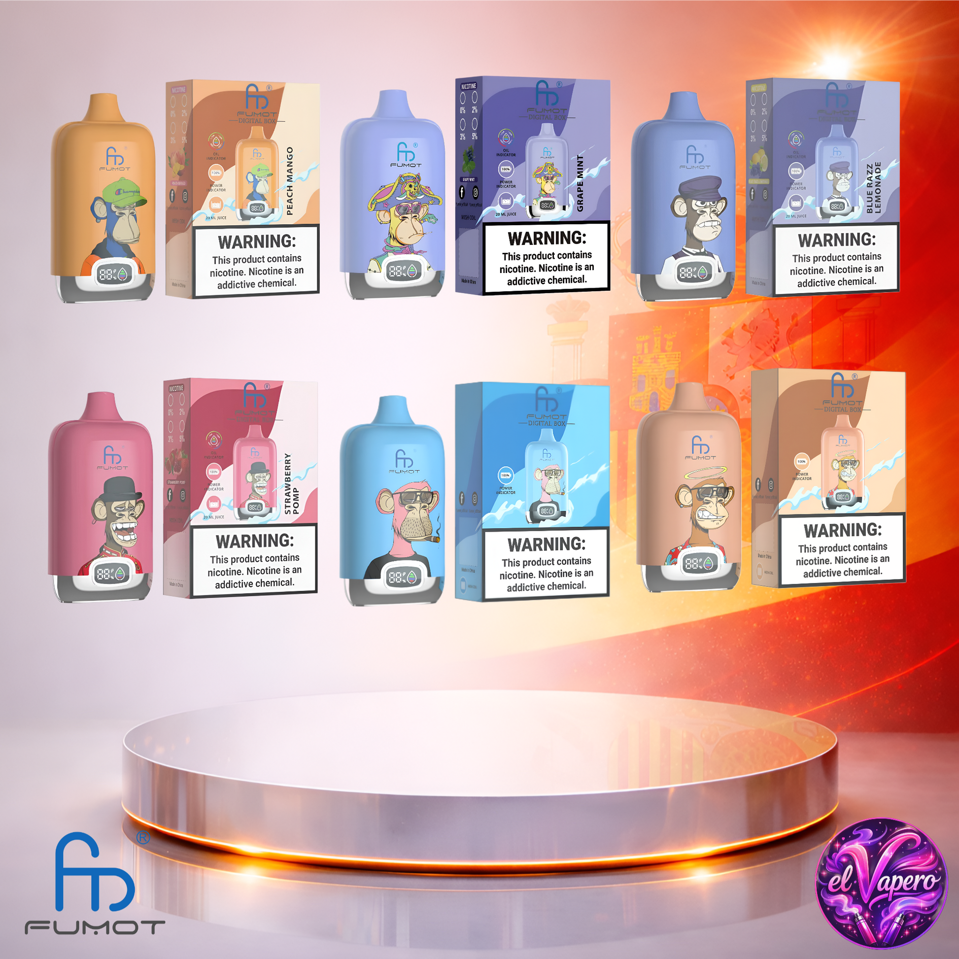 Vapers Desechables - Cigarrillo electrónico - España - Fumot - DigitalBox - 12K - Sabores 2 12000 Caladas - Más baratos