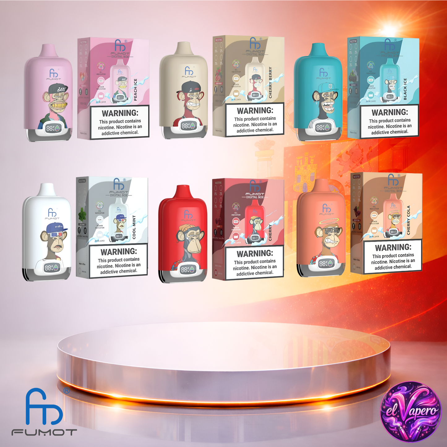 Vapers Desechables - Cigarrillo electrónico - España - Fumot - DigitalBox - 12K - Sabores 4 12000 Caladas - El mejor precio