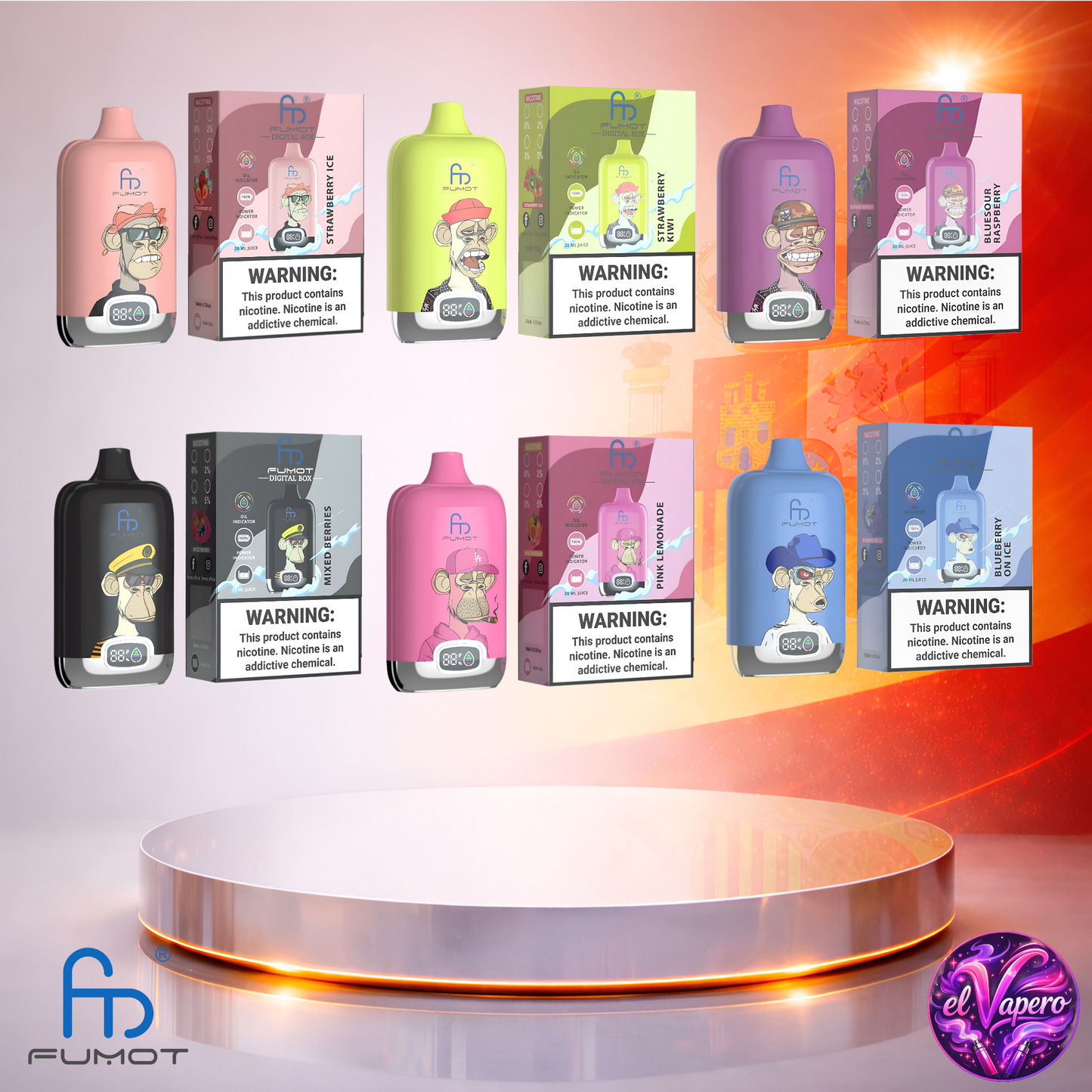 Vapers Desechables - Cigarrillo electrónico - España - Fumot - DigitalBox - 12K - Sabores 6 12000 Caladas - Los más baratos