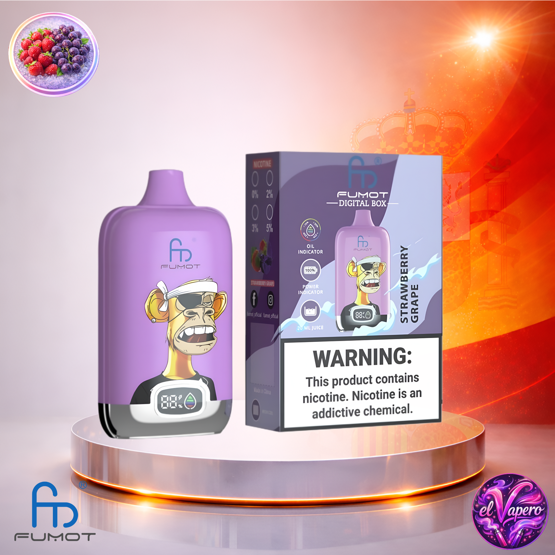 Vapers Desechables - Cigarrillo electrónico - España - Fumot - DigitalBox - 12K - Strawberry Grape 12000 Caladas - Los más baratos