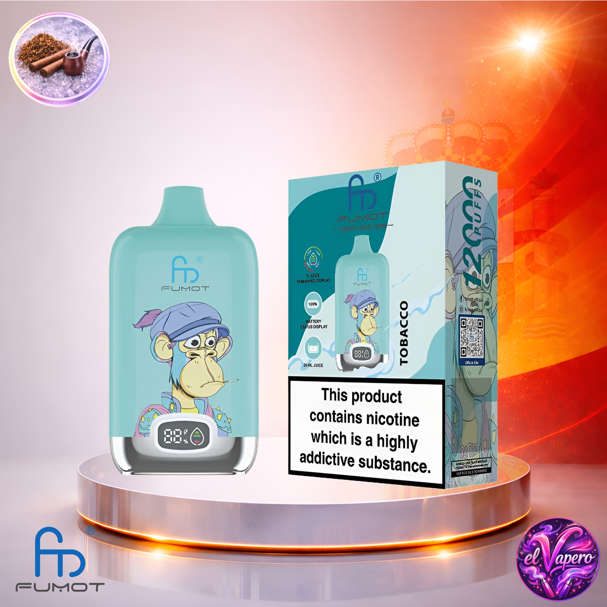 Vapers Desechables - Cigarrillo electrónico - España - Fumot - DigitalBox - 12K - Tobacco 12000 Caladas - El mejor precio