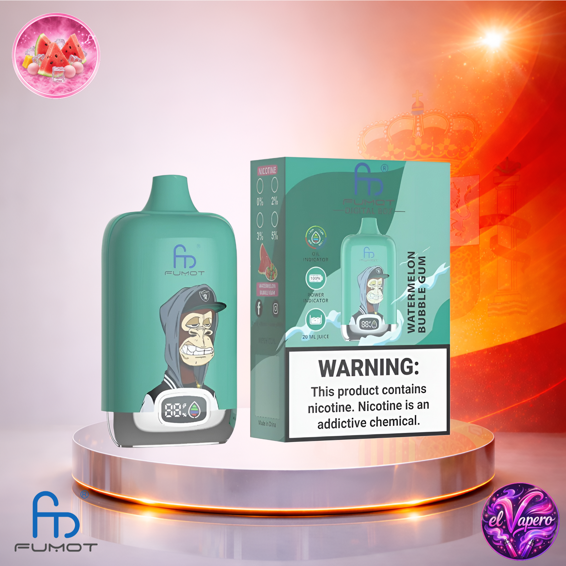 Vapers Desechables - Cigarrillo electrónico - España - Fumot - DigitalBox - 12K - Watermelon Bubblegum 12000 Caladas - Los más baratos