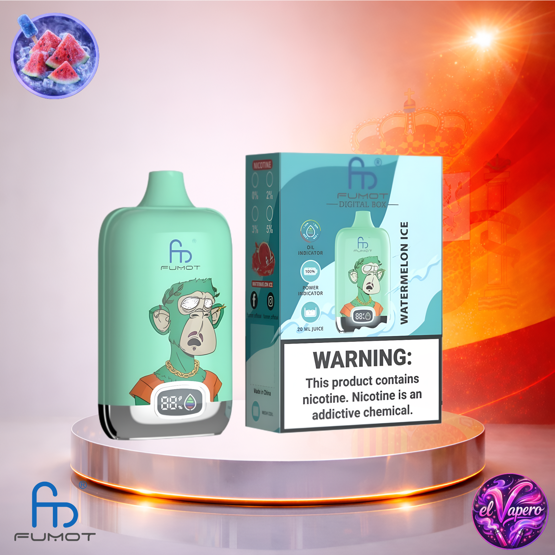 Vapers Desechables - Cigarrillo electrónico - España - Fumot - DigitalBox - 12K - Watermelon Ice 12000 Caladas - Más baratos