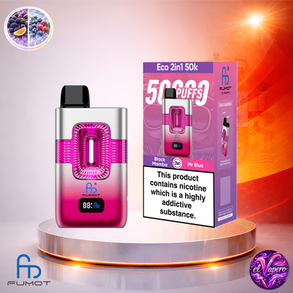 Vapers Desechables - Cigarrillo Electrónico - España - Fumot - Eco 2 En 1 - 50K - Black Mamba Mr Blue 50000 Caladas - El mejor precio