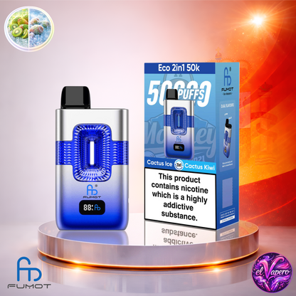 Vapers Desechables - Cigarrillo Electrónico - España - Fumot - Eco 2 En 1 - 50K - Cactus Ice Cactus Kiwi 50000 Caladas - Más baratos