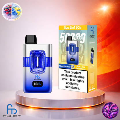 Vapers Desechables - Cigarrillo Electrónico - España - Fumot - Eco 2 En 1 - 50K - Mixed Berries Blue Razz Lemonade 50000 Caladas - El mejor precio