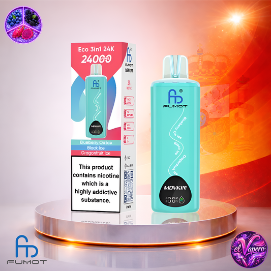 Vapers Desechables - Cigarrillo Electrónico - España - Fumot - Eco 3 en 1 - 24K - Blueberry On Ice Black Ice Dragonfruit Ice 24000 Caladas - Más baratos