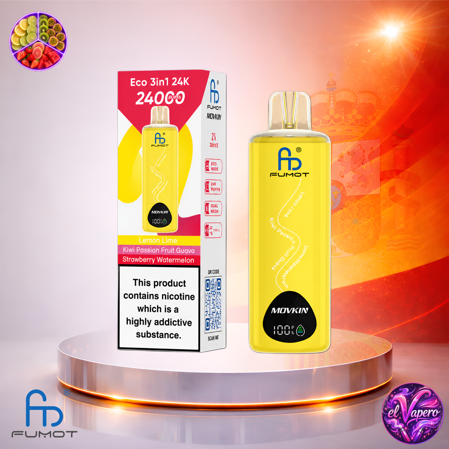 Fumot ECO 3en1 24K - Vaper Desechable - Cigarrillo Electrónico - 2% - 24000 Caladas  - Triple Sabor