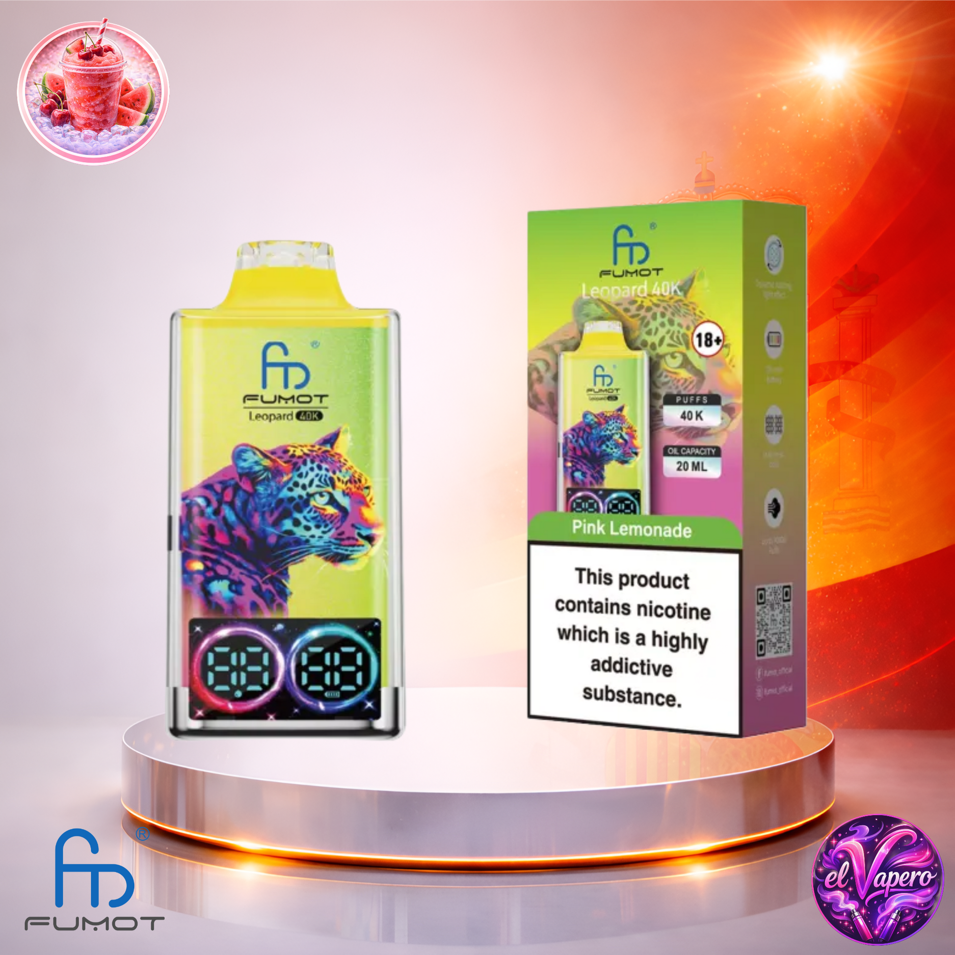 Vapers Desechables - Cigarrillo electrónico - España - Fumot - Leopard - 40K - Pink Lemonade 40000 Caladas - Los más baratos