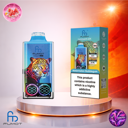 Vapers Desechables - Cigarrillo electrónico - España - Fumot - Leopard - 40K - Watermelon Bubblegum 40000 Caladas - El mejor precio