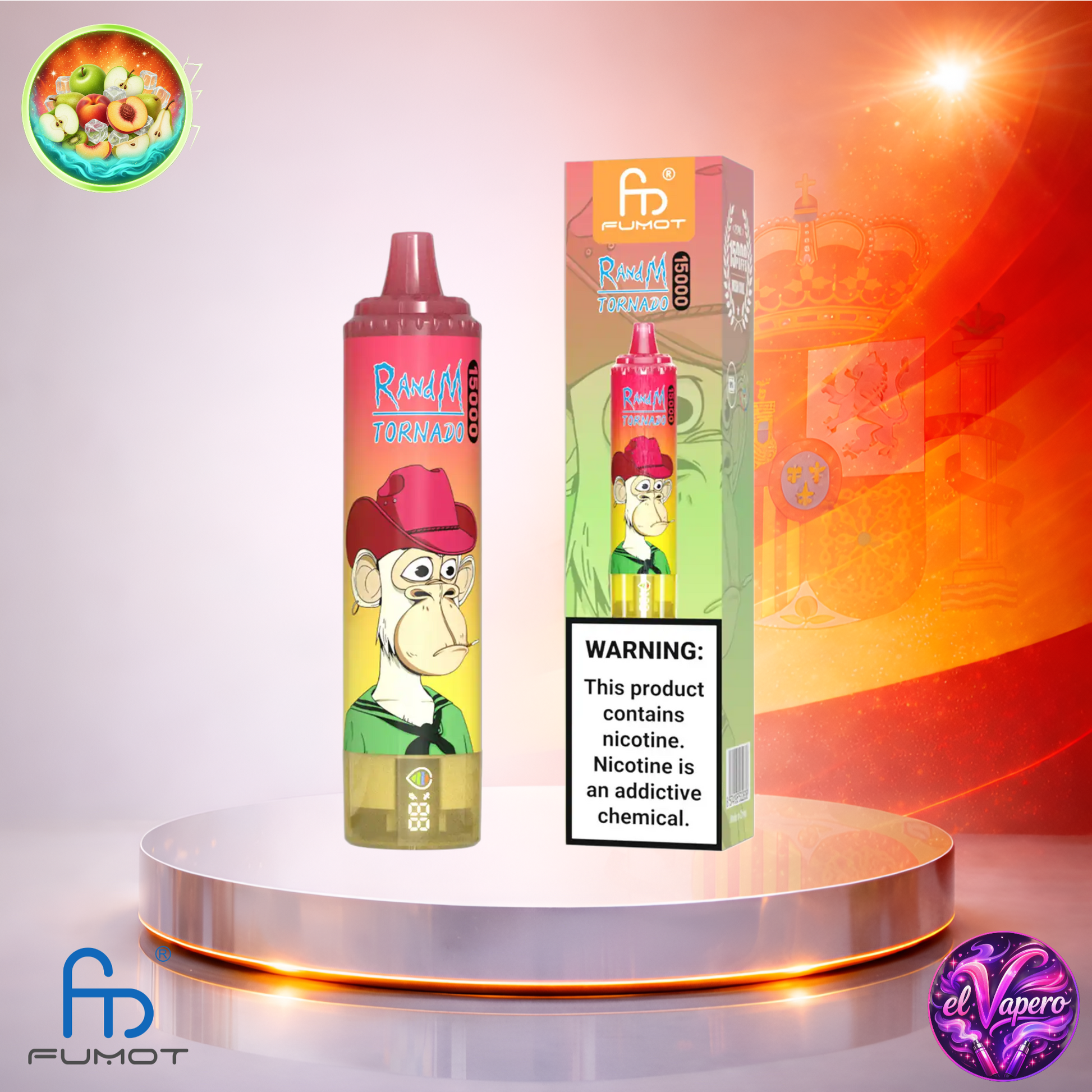 Vapers Desechables - Cigarrillo electrónico - España - Fumot - RandM Tornado - 15K - Apple Peach Pear 15000 Caladas - Los más baratos