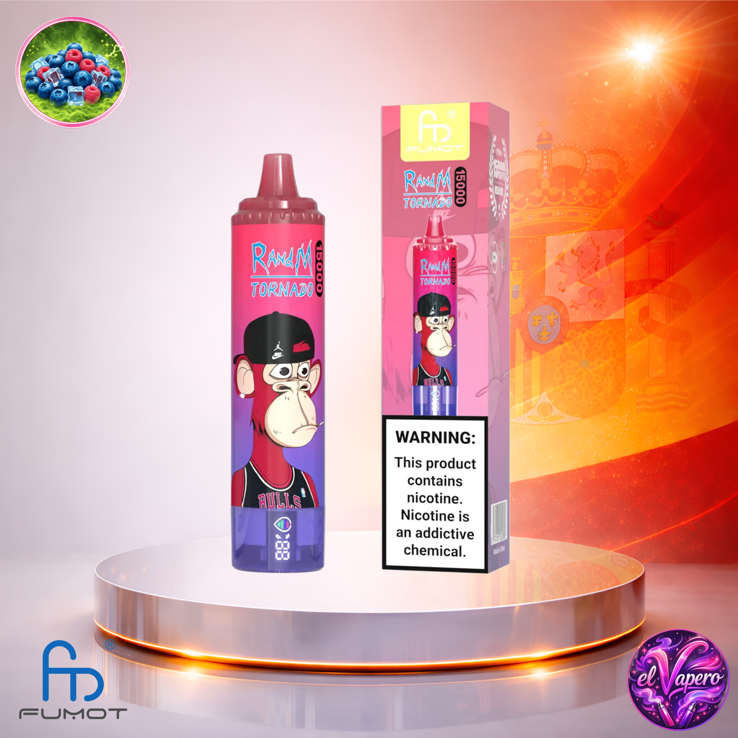 Vapers Desechables - Cigarrillo electrónico - España - Fumot - RandM Tornado - 15K - Blue Sour Raspberry 15000 Caladas - Los más baratos