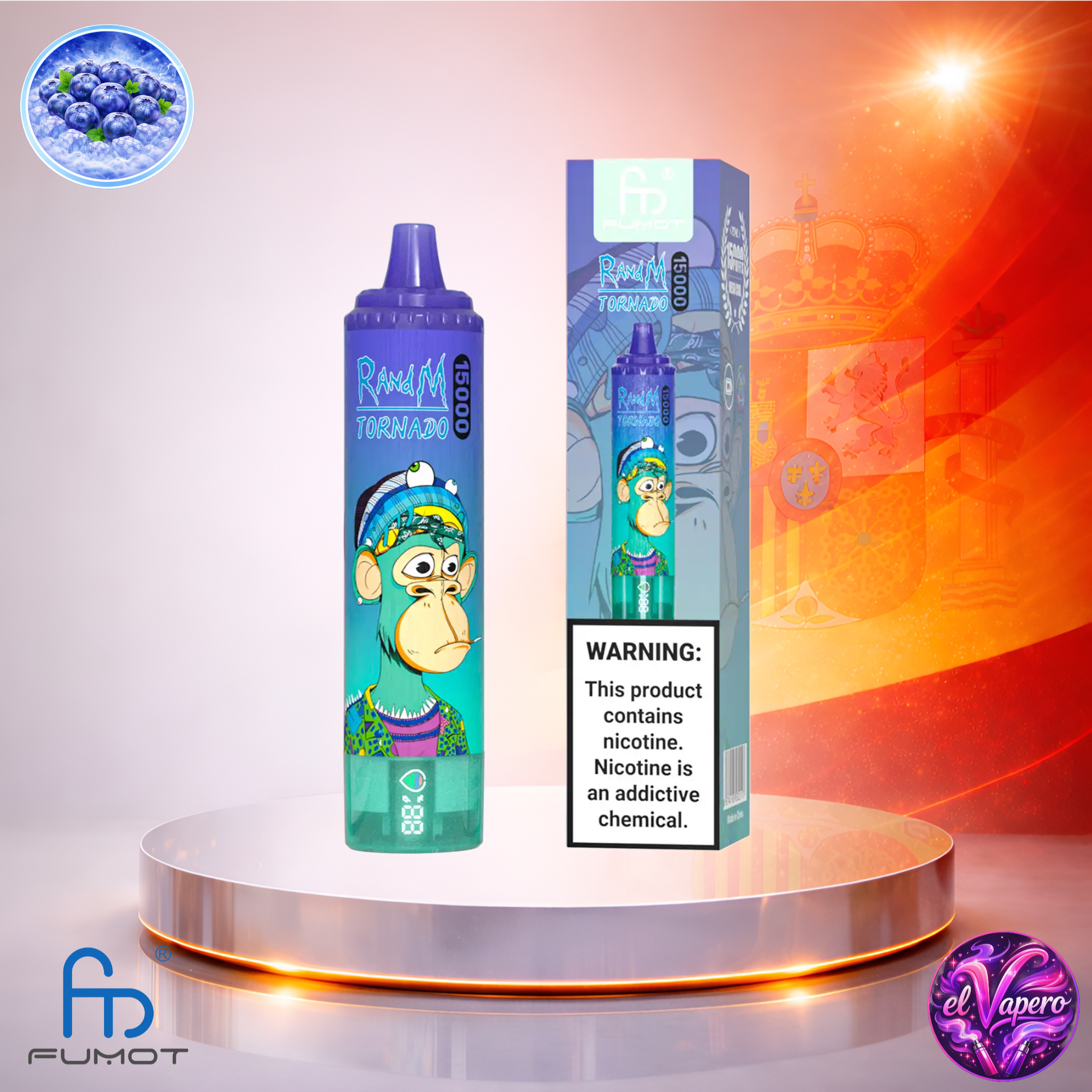 Vapers Desechables - Cigarrillo electrónico - España - Fumot - RandM Tornado - 15K - Blueberry On Ice 15000 Caladas - Más baratos