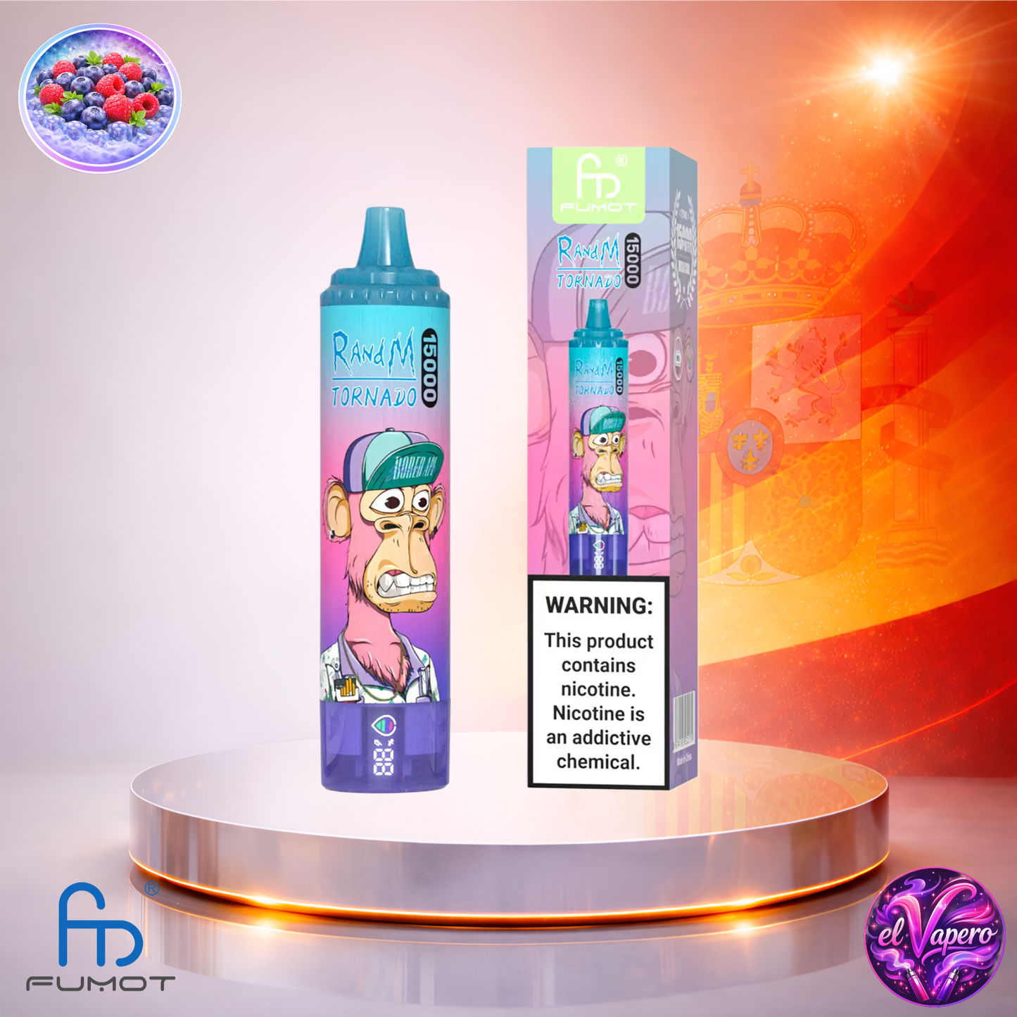 Vapers Desechables - Cigarrillo electrónico - España - Fumot - RandM Tornado - 15K - Blueberry Raspberry 15000 Caladas - El mejor precio