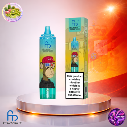 Vapers Desechables - Cigarrillo electrónico - España - Fumot - RandM Tornado - 15K - Cactus Kiwi 15000 Caladas - Más baratos