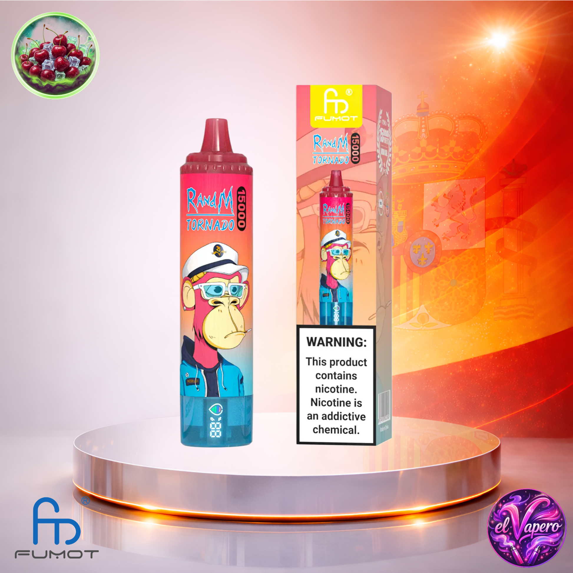 Vapers Desechables - Cigarrillo electrónico - España - Fumot - RandM Tornado - 15K - Cherry 15000 Caladas - Los más baratos