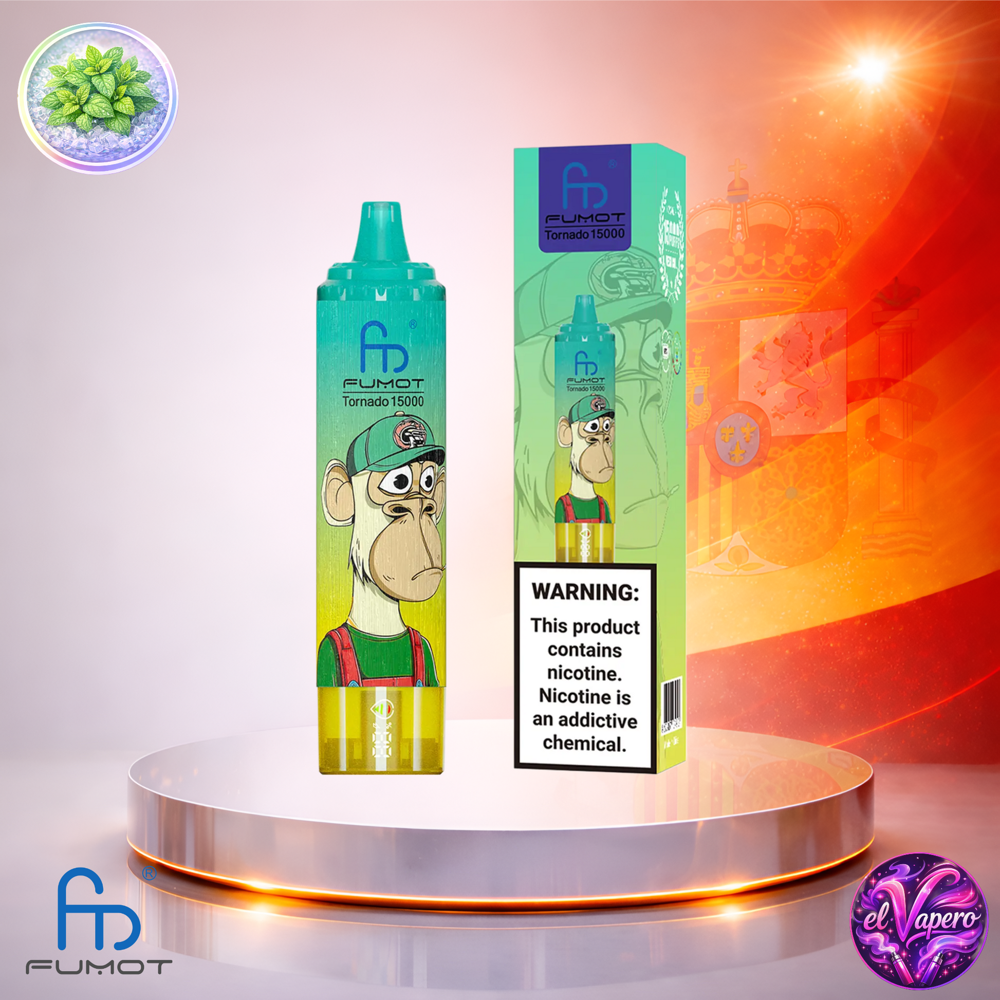 Vapers Desechables - Cigarrillo electrónico - España - Fumot - RandM Tornado - 15K - Cool Mint 15000 Caladas - Más baratos