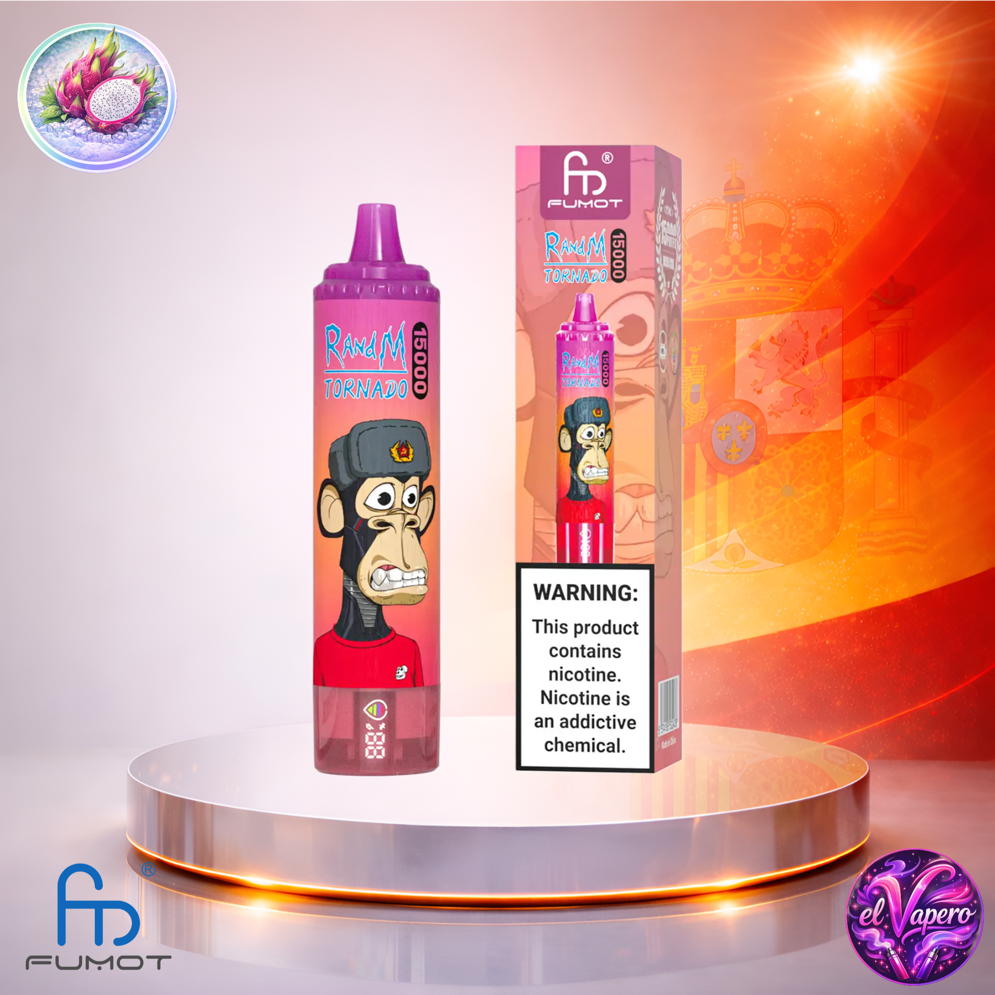 Vapers Desechables - Cigarrillo electrónico - España - Fumot - RandM Tornado - 15K - Dragon Fruit 15000 Caladas - Más baratos