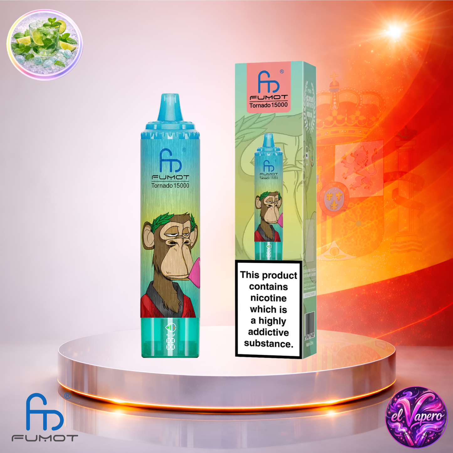 Vapers Desechables - Cigarrillo electrónico - España - Fumot - RandM Tornado - 15K - Fresh Menthol Mojito 15000 Caladas - El mejor precio