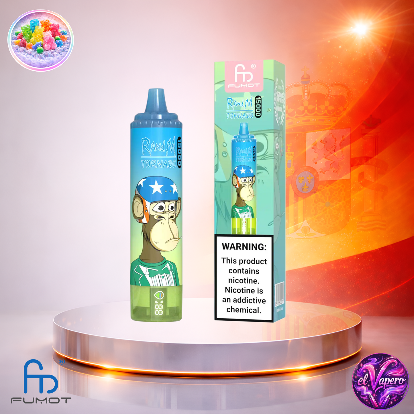 Vapers Desechables - Cigarrillo electrónico - España - Fumot - RandM Tornado - 15K - Gummy Bear 15000 Caladas - El mejor precio