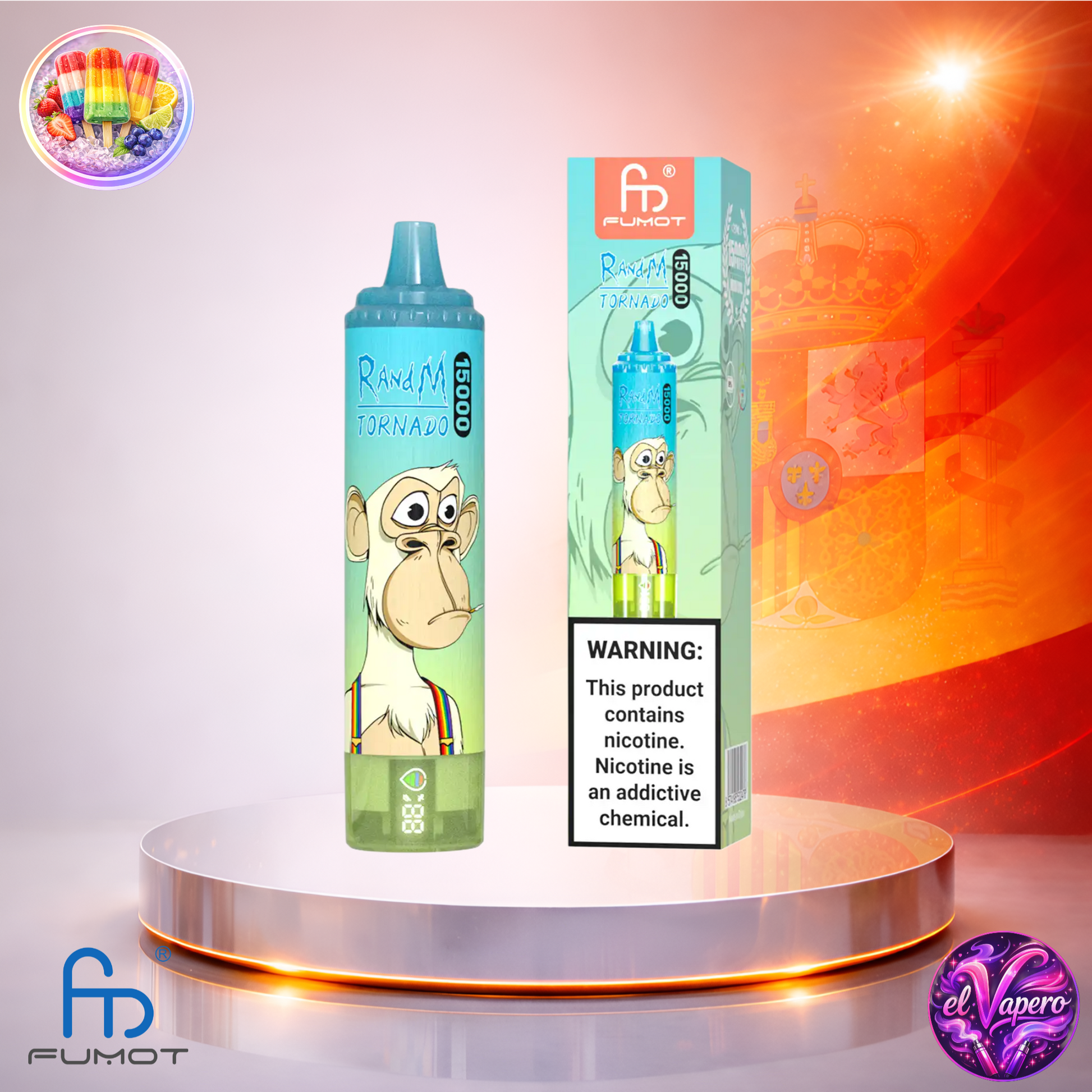 Vapers Desechables - Cigarrillo electrónico - España - Fumot - RandM Tornado - 15K - Ice Pop Popsicle 15000 Caladas - Los más baratos