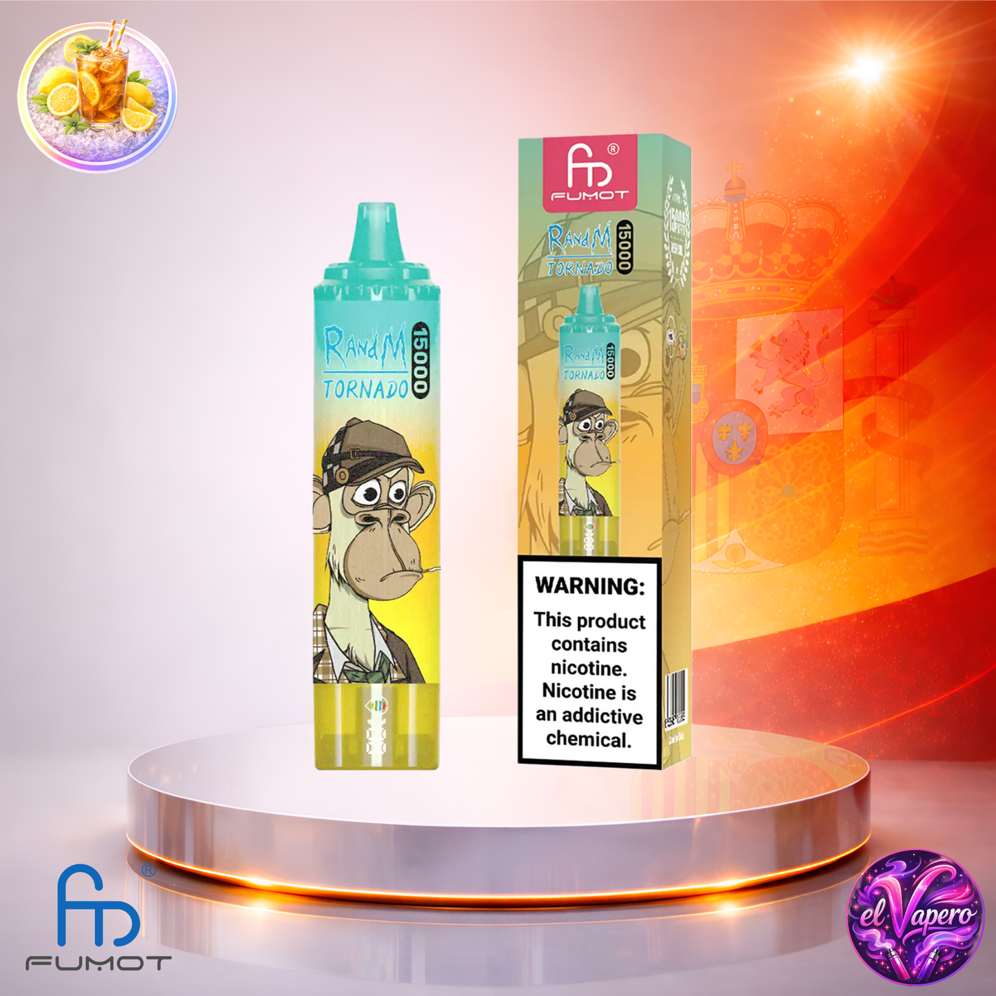 Vapers Desechables - Cigarrillo electrónico - España - Fumot - RandM Tornado - 15K - Ice Tea Lemon 15000 Caladas - Los más baratos
