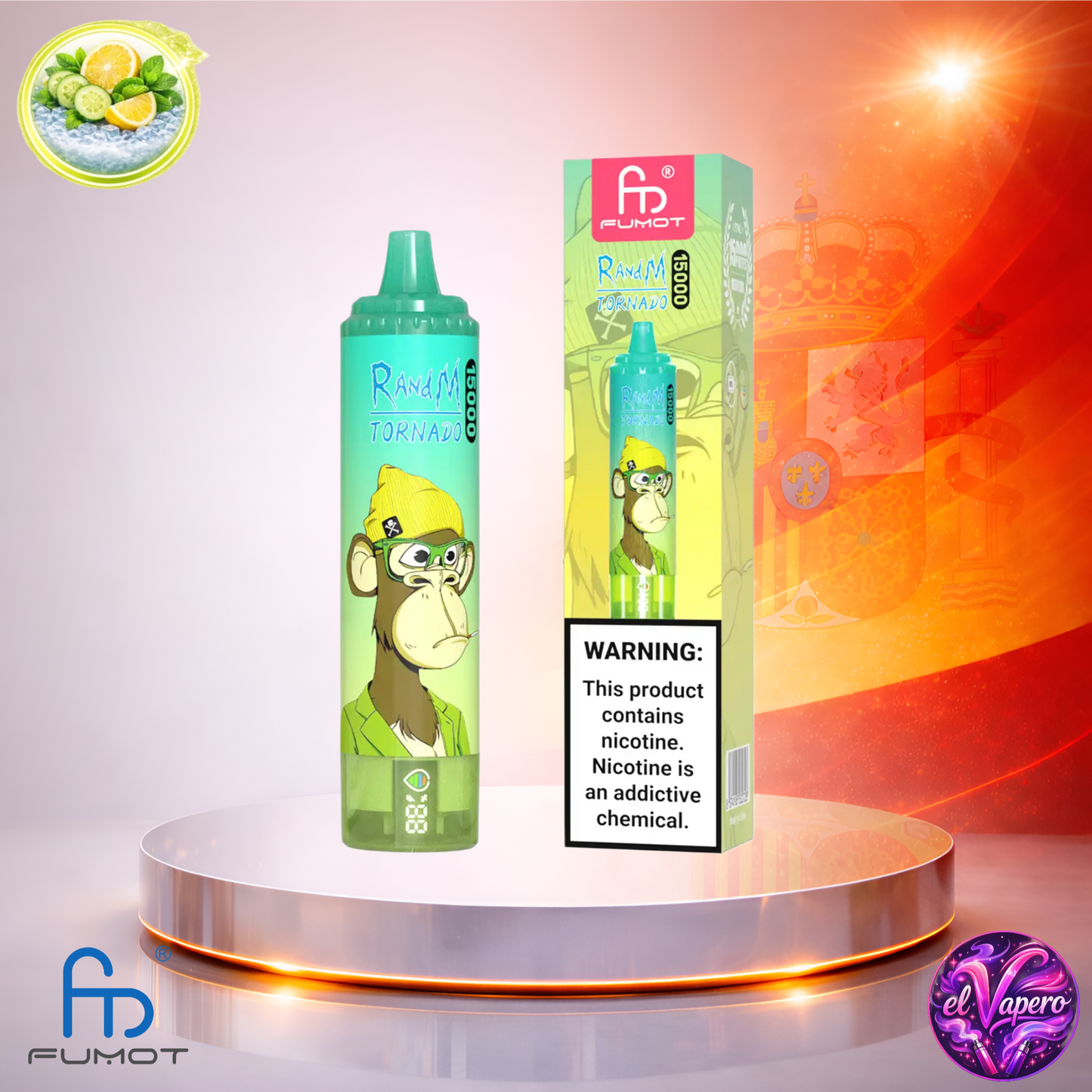 Vapers Desechables - Cigarrillo electrónico - España - Fumot - RandM Tornado - 15K - Lemon Lime 15000 Caladas - El mejor precio