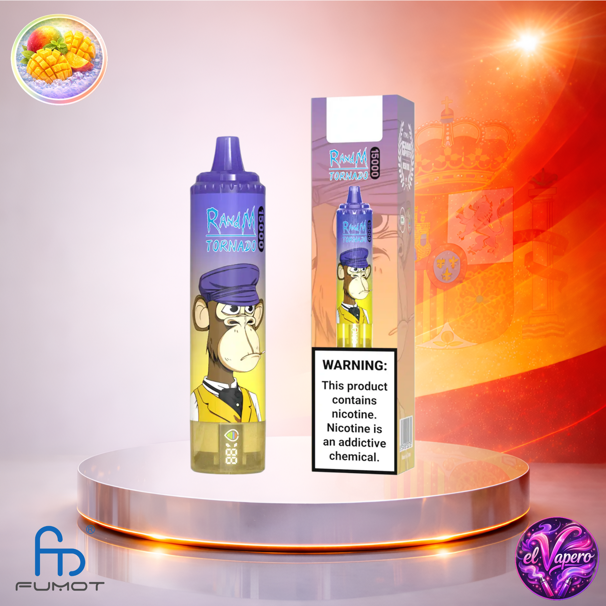 Vapers Desechables - Cigarrillo electrónico - España - Fumot - RandM Tornado - 15K - Mango On Ice 15000 Caladas - Más baratos