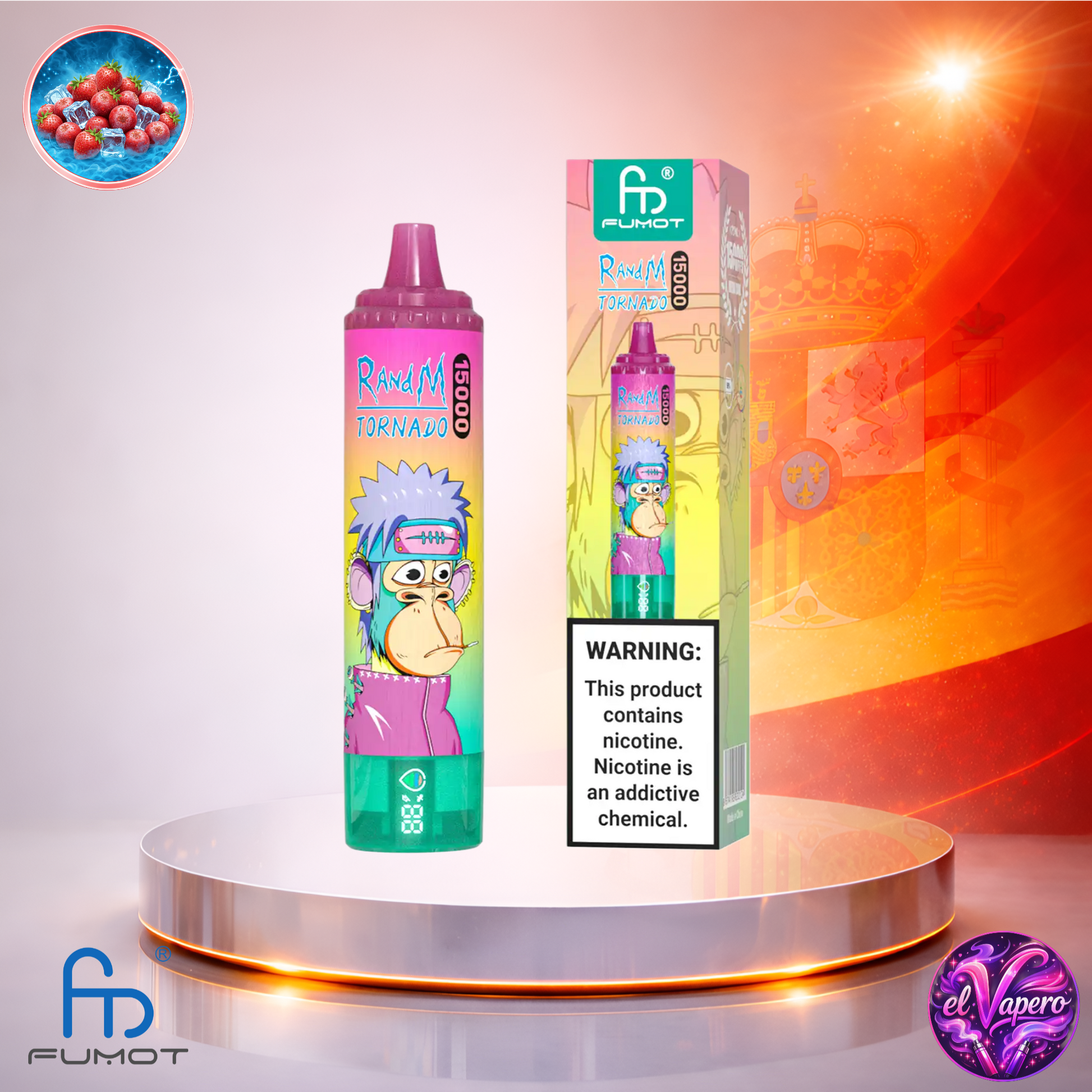 Vapers Desechables - Cigarrillo electrónico - España - Fumot - RandM Tornado - 15K - Strawberry Ice 15000 Caladas - Los más baratos