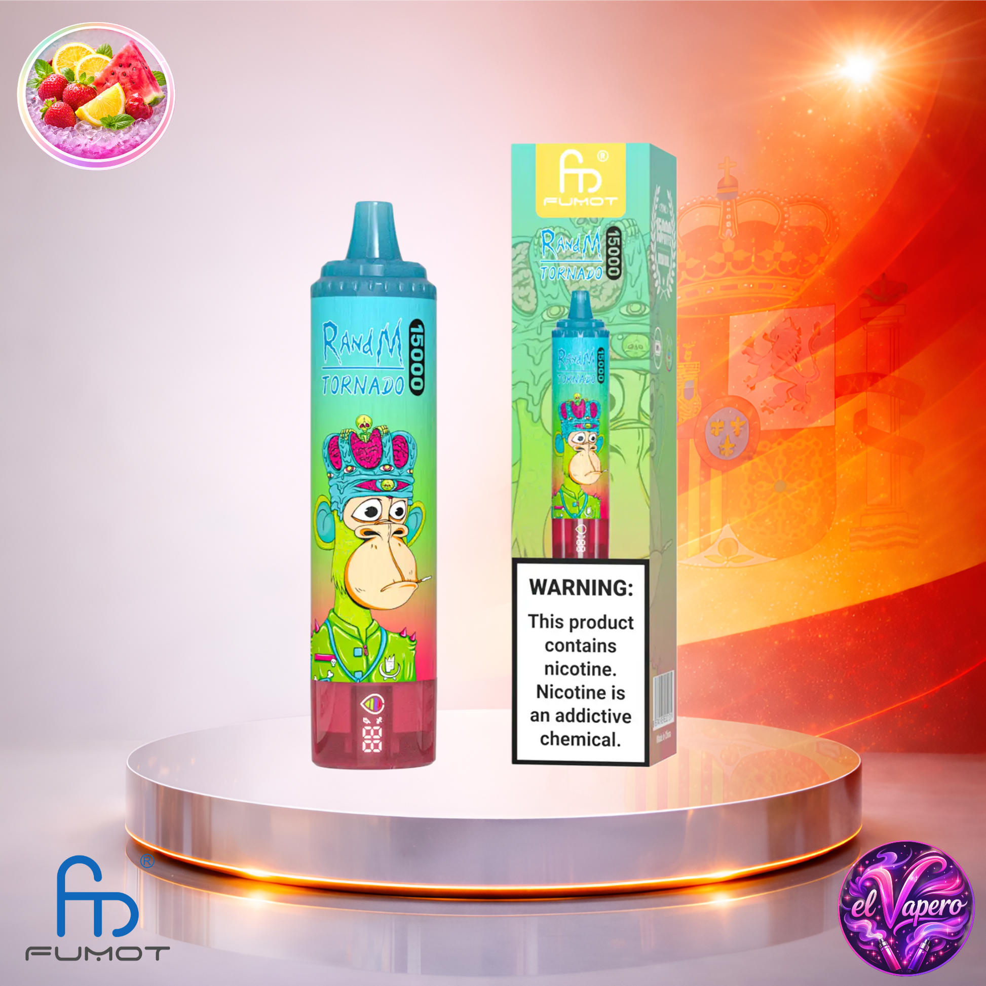 Vapers Desechables - Cigarrillo electrónico - España - Fumot - RandM Tornado - 15K - Strawberry Watermelon 15000 Caladas - Más baratos
