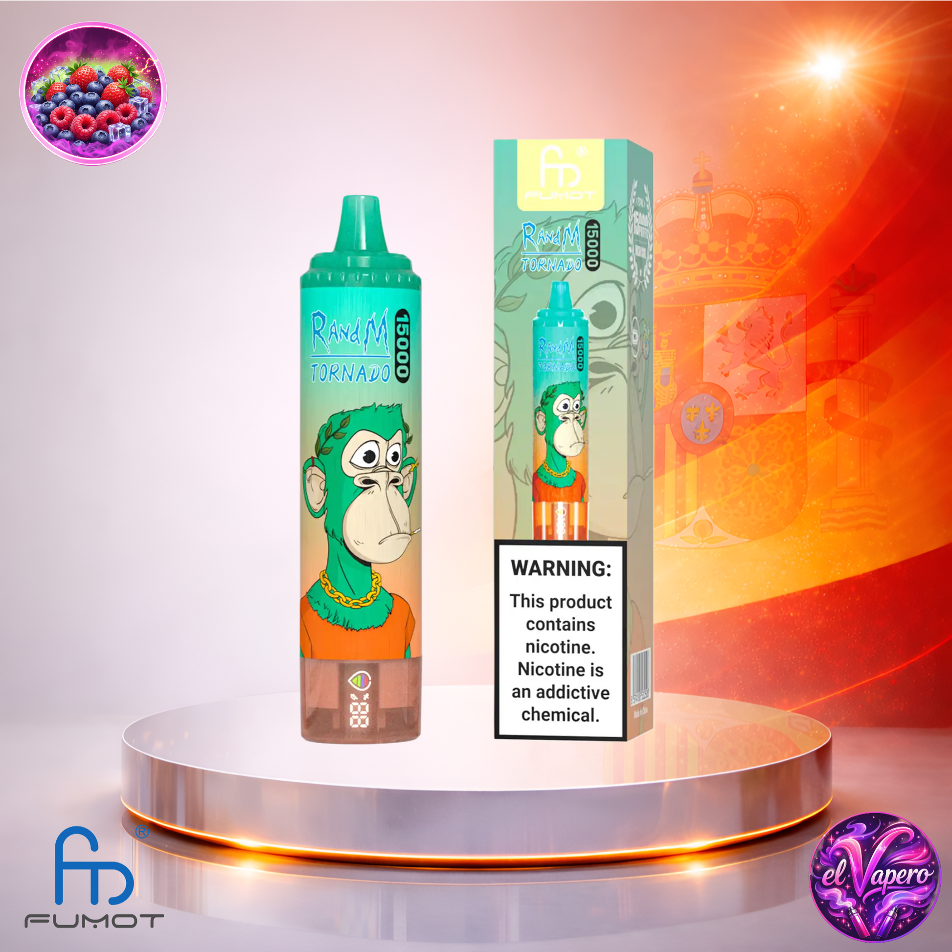Vapers Desechables - Cigarrillo electrónico - España - Fumot - RandM Tornado - 15K - Triple Berry 15000 Caladas - El mejor precio