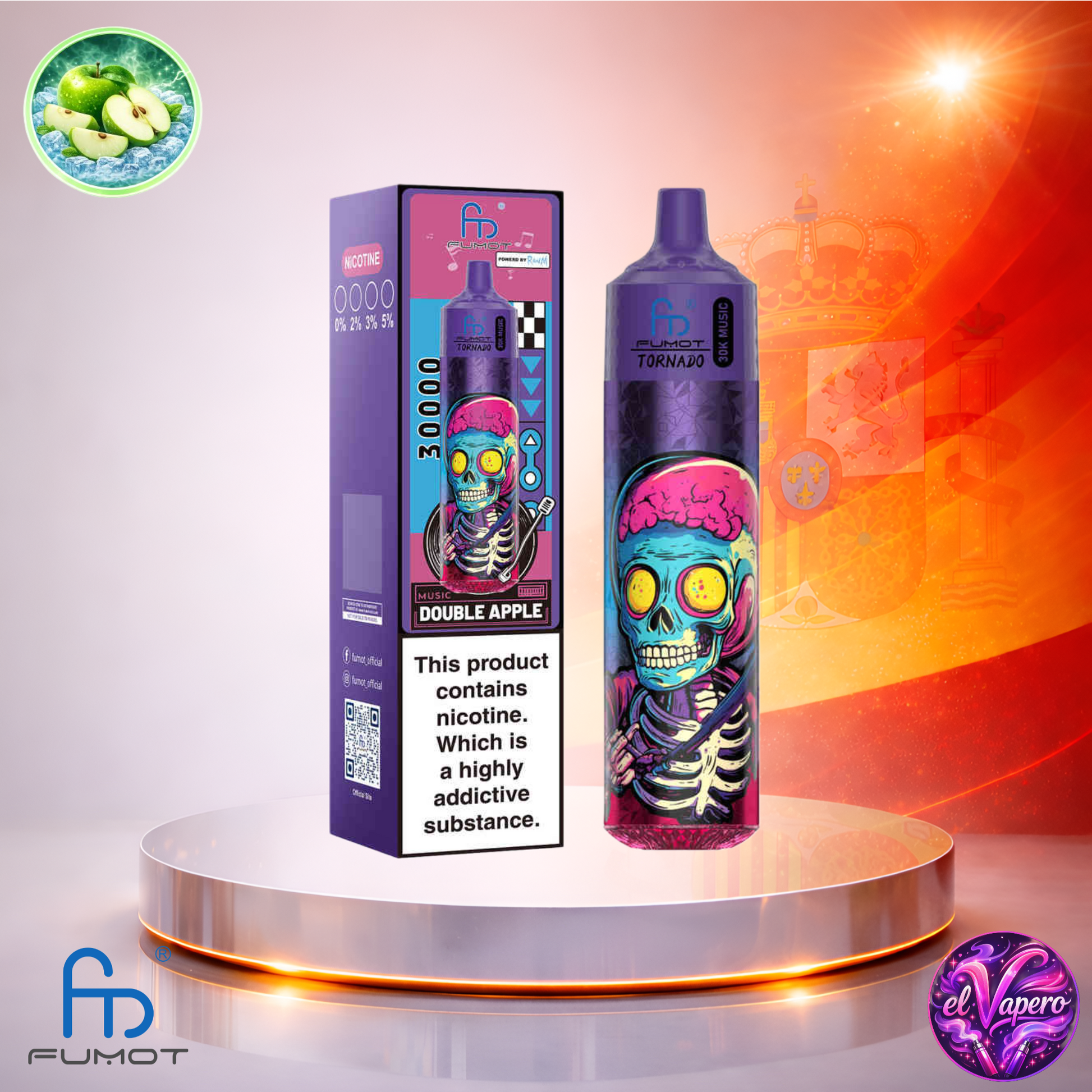 Vapers Desechables - Cigarrillo electrónico - España - Fumot - RandM - Tornado - 30K - Double Apple 30000 Caladas - Los más baratos