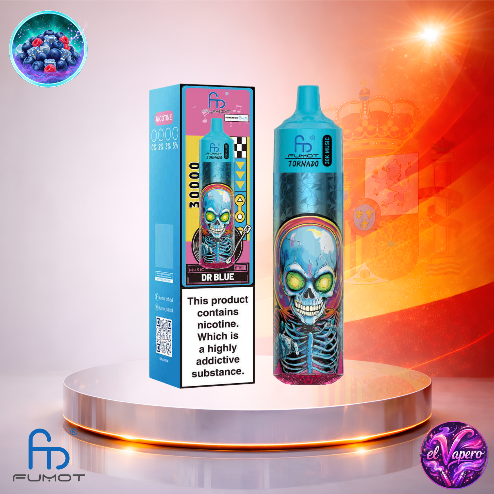 Vapers Desechables - Cigarrillo electrónico - España - Fumot - RandM - Tornado - 30K - Dr Blue 30000 Caladas - Más baratos
